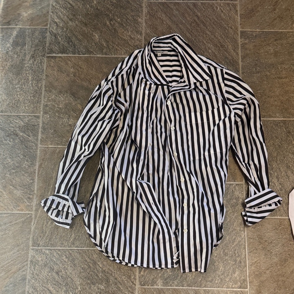 Madewell Black and White Striped Women's Button Down Shirt